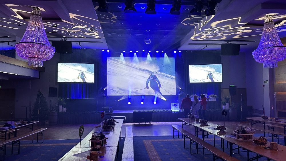Sonja Henie / Olympia with the main screen and two side screens.